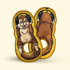 Hairy Barry pull dog toy with a cartoon squirrel design wearing headphones on a beige background
