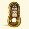 Hairy Barry Dog Toy pull shaped with a cartoon squirrel design wearing headphones on a beige background