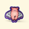 Hairy Barry flying when pigs fly dog toy on a beige background. 